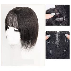 Perruque Avec Frange Perruque pièce vrais cheveux for couvrir les cheveux gris mince tête de cheveux pièce de patch vrais cheveux moelleux augmenter le volume des cheveux fausse frange Perruque Femme (yingyingyy, neuf)