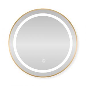 SensaHome Miroir de Salle de Bain Rond &agrave; LED &ndash; Miroir Mural avec &Eacute;clairage R&eacute;glable &ndash; Cadre en M&eacute;tal &ndash; 2700K/4500K/6400K &ndash; 50 cm &ndash; Dor&eacute; (BUXIBO COMMERCE, neuf)