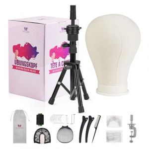 Neverland Beauty & Health 23"(58cm) Tête de Perruque,Tête de Perruque avec Support, Faire une Perruque Tête de Mannequin avec Support Tête D'exercice,Pince de Table,Broches en T,Bonnet de Perruque (HomeBeautyStore, neuf)