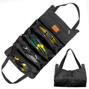 Sac à roulettes pour Outils, Sac à Outils en Toile pour Clés à Molette, Sac à roulettes Polyvalent avec 5 Poches à Fermeture éclair, Idéal pour Les Plombiers et Les électriciens (Vert) (Noir) (ARDA EREN  KAYA, neuf)