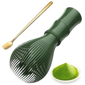 Fouet à matcha, Matcha Fouet Semi-fait Main pour Faire et Mélanger le Matcha Résine doré avec Cuillère à Long Manche (MIAO DI DE DIAN, neuf)