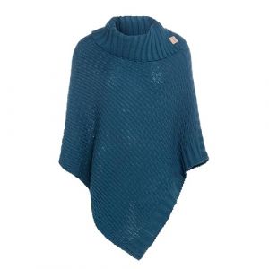 Knit Factory - Nicky Poncho Tricot&eacute; - Cape Femme - Poncho Femme - Poncho pour l&rsquo;Automne et l&rsquo;Hiver - Poncho en Laine et Acrylique - avec col &eacute;charpe - Petrol - Taille Unique (Knit Factory, neuf)