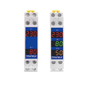 Din Rail 18 mm Voltage Current HZ Meter AC 80-500 V 110 V 220 V 380 V 100 A Modular Voltmeter Ammeter LED Indicator Digital Volt Testeur with CT (V+A+HZ) (Taxnele Electric, neuf)
