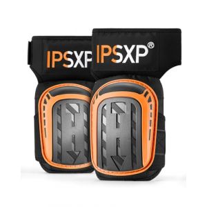 IPSXP Genouillères Professionnelles pour le travail, genouillère carreleur,le Jardinage et la Construction, avec double coussin en gel épais et sangles antidérapantes réglables (Orange) (EU-YAN, neuf)