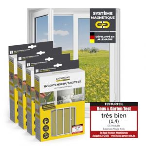 EASYmaxx Moustiquaire de fen&ecirc;tre avec Fixation magn&eacute;tique innovante | Moustiquaire jusqu'&agrave; 110x130 cm d&eacute;coupable Individuellement, Pas de per&ccedil;age ni de vissage | Fixation avec 12 aimants [4 Pi&egrave;ces] (DS e-Sales GmbH, neuf)