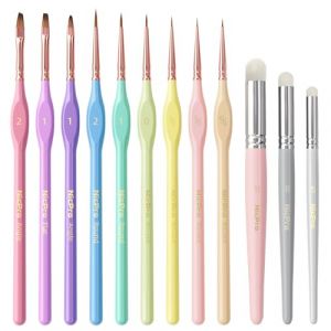 Nicpro 12 pinceaux Miniatures Pastel, pinceaux secs, pour Aquarelle Acrylique, Pinceau de d&eacute;tail et Pinceau Sec Set pour Peinture Miniature, mod&egrave;le, Peinture par num&eacute;ro (NicproShop EU, neuf)