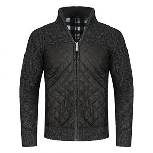 YOUTHUP Cardigan Hommes Veste en Maille Ouvrez-Front Zipp&eacute; Gilet Tricot&eacute; Chaude Veste d'hiver Doubl&eacute; en Polaire, Noir, M (Easyishome Store, neuf)