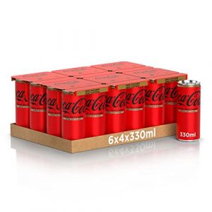 Coca-Cola Zero Sucres Zero Caf&eacute;ine - 24 canettes de 330 ml, tout le go&ucirc;t Coca-Cola sans calories et sans caf&eacute;ine, canette 100 % recyclable, boisson analcolique avec &eacute;dulcorants (MENDOZA*, neuf)