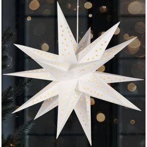 BRUBAKER Étoile de Noël 3D pour l'Intérieur - 60 cm Étoile Lumineuse XXL en Papier - Fonctionne sur Piles avec Minuterie - Étoile LED Suspendue - Étoile de l'Avent pour Décoration de Noël - Blanc (BRUBAKER (Der Schnellversender!), neuf)