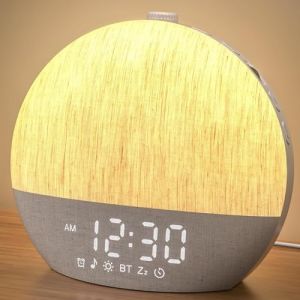 LIORQUE Réveil Lumineux Simulateur d'Aube, Reveil Simulateur d'Aube sur Lampe de Chevet, 17 Modes d'éclairage, 30 Sons apaisants, Mode Sommeil, Connexion Bluetooth, avec Alarme et Fonction Snooze (KECSKESISTLONG Kft., neuf)