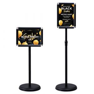 GOPLUS Porte Affiche A3/A4 sur Pied en Aluminium,Panneaux d'Affiche Rotation 360°&Hauteur Réglable, Présentoir sur Pied pour Mariage, Musée, Fête (Noir,A4) (Augenstern24, neuf)