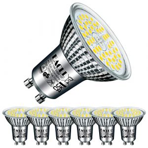 EACLL Ampoules LED GU10 Lumière du Jour 5000K, 10W Équivalent Halogène 140W, Lot de 6, 1050 Lumens Non Dimmable, Éclairag sans Scintillement, Large Faisceau 120° Spot, AC 230V Lampe à Réflecteur (EACL, neuf)