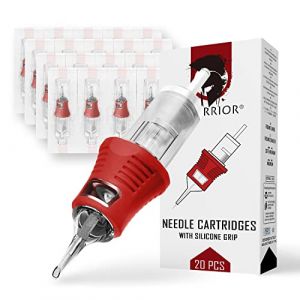 WARRIOR PRO Cartouches aiguilles tatouage avec poignée en caoutchouc silicone Cartridges tattoo Doublure ronde 20 pièces Acier chirurgical japonais Maquillage permanent PMU(0.35MM-1214RL) (Z&Z PUNK SHOPPING, neuf)