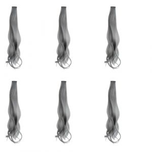 6 Pièces Extensions de a Clip, Extensions de Cheveux Colorés, Extension cheveux bouclés épingle à cheveux 60cm (Crayon cheveux bouclés gris, 60cm) (SHSWXG20180427LVYBN, neuf)