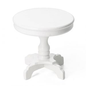 Odoria Miniature Table d'appoint Gu&eacute;ridon: 1/12 &Eacute;chelle Chevet Table Rond Salon Chambre &agrave; Coucher pour Maison de Poup&eacute;e Vintage - Mini Meubles Bois avec Socle Blanc (Cardinas, neuf)