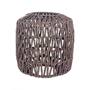 LOVIVER Suspension Abat-Jour Papier Corde Rotin Boho Tissé à la Main Abat-Jour en Osier pour îlot de Cuisine, Chambre, Restaurant, Salle à Manger (Marron B) (LOVIVER FR, neuf)