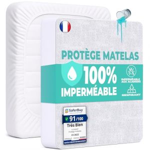 Protège Matelas 160x190 cm Lot de 2 Alèse Impermeable Drap Housse en Coton et Microfibre Protection Lit pour Adulte/Bebe Alaise pour Incontinence Anti-Acarien Couvre-Matelas Pipi Lavable en Machine (Flowen FR, neuf)