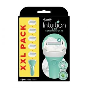 WILKINSON SWORD INTUITION SENSITIVE CARE Rasoir pour femme + 5 lames de rechange (TechWorldHaven, neuf)