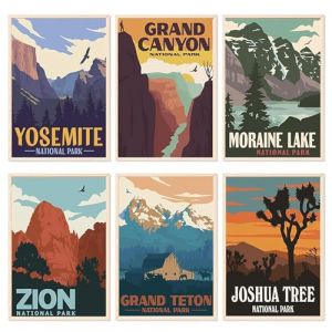 YALKIN Lot de 6 kits de peinture par numéros sur toile, sans cadre, peinture à l'huile acrylique, décoration murale d'intérieur, 25 x 35 cm (inHome-EU, neuf)