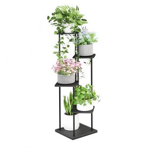 Ribelli 5 Niveaux Support pour Plantes, &Eacute;tag&egrave;re pour Plantes en M&eacute;tal Bois, Porte Plantes D'int&eacute;rieur pour Plusieurs Plantes, Support Pot de Fleur le Balcon du Jardin, Salon, Bureau, Noir (Ribelli, neuf)