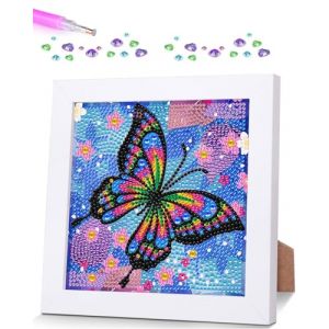 TPZORJX 1 papillon à peindre en diamant pour enfants, peinture en diamant avec cadre en bois, set de papillons 5D DIY, peinture en diamant, bricolage comme cadeau pour fille, pour le salon (Sunlaxy OU, neuf)