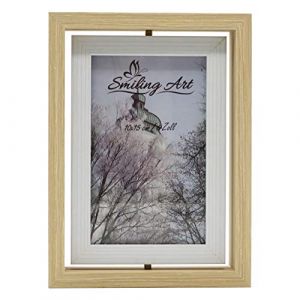 Smiling Art Cadre photo pivotant, cadre double pour 2 photos en bois MDF avec verre en format paysage et portrait à poser (Beige + Blanc, 10 x 15 cm) (Smiling Art, neuf)