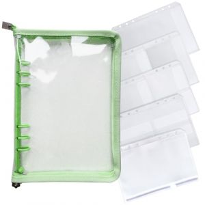 DY.2ten Classeur A5 PVC Souple avec 6 Anneaux, Couverture de Reliure &agrave; Anneaux pour Carnet de Notes, Transparent Rechargeable Format A5 Standard avec fermeture &agrave; glissi&egrave;re, A5 Poche zipp&eacute;e (SHUL, neuf)