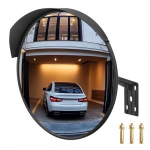 Miroir d'allée convexe avec miroir d'angle mort de bord, grand angle avec support de fixation réglable Miroir de sécurité incurvé (support extérieur et intérieur) (Dingcheng, neuf)