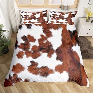 Cuir de Vache Housse de Couette 200x200 Pour Les Enfants Garçons,Mignonne Vache Brune Et Blanche Ensemble de Literie,Peau D'Animal de Ferme Parure de Lit Cowboy Occidental Pays Housse Couette (Suzhou yiyanyun e-commerce Co., Ltd, neuf)