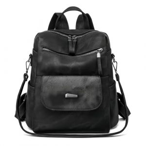 Sac a dos PU cuir femme, Sac &agrave; dos antivol femme elegant leger Deux en un d&eacute;contract&eacute;es, Multifonctions sac &agrave; dos femme chic pour Voyage et Travail (noir) (Amoxike, neuf)