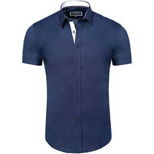 Carisma - Chemise décontractée à manches courtes ou longues au choix, coupe slim, pour les loisirs, les affaires, les mariages - Bleu - Medium (carismaseller, neuf)