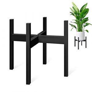Support de Plante Mid Century Socle en M&eacute;tal Noir - Support d'Angle pour Pot de Fleurs Haut - Int&eacute;rieur et Ext&eacute;rieur - Convient pour Pot de 25,4 cm (Non Inclus) (ZMTING, neuf)