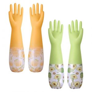 SHAIDOJIO 2 Paires Gants Menage, Gants Vaisselle en Caoutchouc avec Doublure, Longs Gant Nettoyage, Gant Menage Imperm&eacute;ables pour La Cuisine, La Salle de Bain, La Lessive, Le Jardinage-2 Couleurs (SHAIDOJIO Store, neuf)