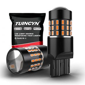 TUINCYN 7443 T20 W21/5W LED Ambr&eacute; Ampoules 12V W3&times;16q 7440 W21W 3014 54-EX Jeu de puces feu-marche arri&egrave;re, feu de stationnement, phare de jour, clignotant arri&egrave;re (pack de 2) (TUINCYn, neuf)