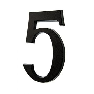 HUBER numéro de maison 5 en aluminium 20 cm I numéros de maison pour la maison et la porte I numéro de maison XL I plaques de numéro de maison au design 3D noir noble, revêtement en poudre (Service@huber-electro, neuf)