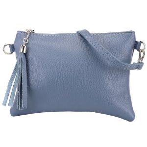 SH Leder Anny G248 Sac &agrave; bandouli&egrave;re en cuir v&eacute;ritable Petit sac de soir&eacute;e 22 x 15 cm, bleu jeans, s (SH Leder, neuf)