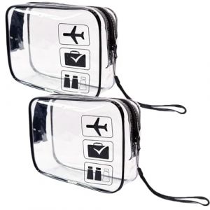 2PCS Trousse de Toilette Transparente, Trousse Toilette Femme Homme Voyage,PVC &Eacute;tanche Trousse de Maquillage, Sac de Rangment pour Voyage Avion Transparente Maquillage, Noir (Newbilty OU, neuf)