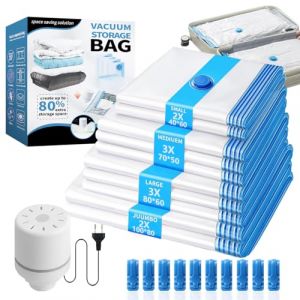 Sac Sous Vide Vetement Aspirateur et Pompe &Eacute;lectrique,Sac Rangement Sous Vide Aspirateur 10 Pcs,2 Jumbo 80x100cm,3 Grandes 60x80cm,3 Moyens 50x70,2 Petits 40x60),Sac Sous Vide pour V&ecirc;tements,Couettes (WEB SAMSON, neuf)