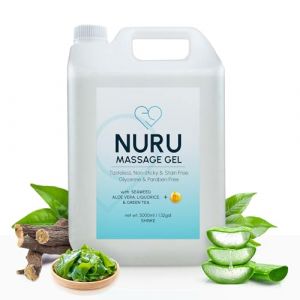 Gel de massage Nuru 5000ml | Formul&eacute; avec des algues naturelles, du th&eacute; vert, de l'extrait de r&eacute;glisse, de la vitamine B5 et de l'aloe vera biologique | &Agrave; base d'eau | Sans parab&egrave;ne ni glyc&eacute;rine (JapanLotionSeller, neuf)