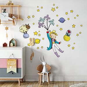 kina - Sticker Mural D&eacute;coration Chambre Enfant R00136 - Eco-Tessuto, Hypoallerg&eacute;nique, Repositionnable, Effet caresse, &Eacute;cole Maternelle - Graphique Le Petit Prince et mesure 100x30 cm (AdesiviMurali, neuf)
