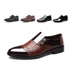 Hitmars Chaussure Derby Homme à Lacets Chaussure Ville Cuir Vernis Brogues Casual Oxfords Mariage Business Classique FL1812 Marron Taille 46 (Free Mobile OU, neuf)