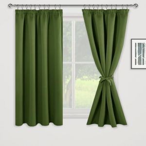 JIUZHEN Rideaux Occultants Galon Fronceur pour Rail Lot de 2 Rideau Isolant Thermique Anti UV Double Rideaux Decoration Bloquer Lumiere pour Salon Chambre 117x137cm(LxH) Vert Militaire (JIUZHEN, neuf)