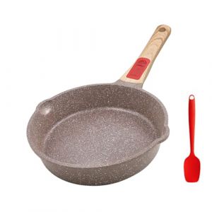 AIKENBBKK Poêle à Frire en Céramique de 20 cm Poêle avec Antiadhésive Revêtement Céramique- Poignée Amovible- Résistant au four et & lave vaisselle- Marron (AIKENKW, neuf)
