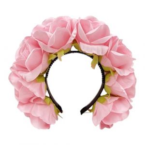 Bandeau &agrave; fleurs en tissu pour f&ecirc;te pr&eacute;nuptiale, bandeau de mariage, fleur rose, bandeau pour vacances, plage, d&eacute;coration de cheveux de mariage (MAKaid, neuf)