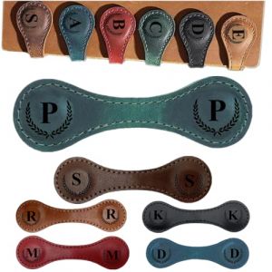 Marque-page magn&eacute;tique personnalis&eacute; en cuir grav&eacute;, marque-page magn&eacute;tique, multifonction, cadeau de d&eacute;part pour les amateurs de livres, les lecteurs, les femmes (vert, P) (Longtongshun, neuf)