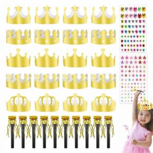 Couronnes Anniversaire Princesse et Roi – Ensemble de Fèves Galette des Rois Disney et Accessoires pour un Anniversaire Chevalier Inoubliable (DBGH, neuf)