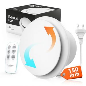 SBONNI Extracteur d'Air 150 mm Réversible, 6 Vitesses Ventilation, Télécommande, Voyant Lumineux, VMC Salle de Bain avec Mémoire Intelligente, IPX4, Silencieux Ventilateur Salle de Bain WC Garage Cave (SeaKing, neuf)