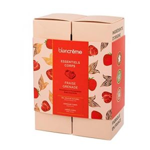 Blancr&egrave;me - Coffret Cadeau Soins du Corps 100% naturel Fraise Grenade : Gel douche, Gommage & Cr&egrave;me corps fondante (Blancr&egrave;me, neuf)