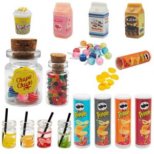 RAFIYU Mini Nourriture Jouet 1/12, 18 Pcs Nourriture Miniature pour Poupée, Mini Boisson Alimentaire pour Maison de Poupee, Miniature Accessoires de Cuisine en résine (LeiFeiYu, neuf)