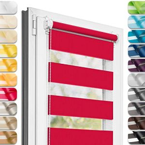Estika Store Enrouleur Jour Nuit sans perçage - Mousse À la Framboise - 45 x 220 cm - Store à enroulement, Double Tissu, pour fenêtres intérieures, Protection Contre Le Soleil (Estika, neuf)